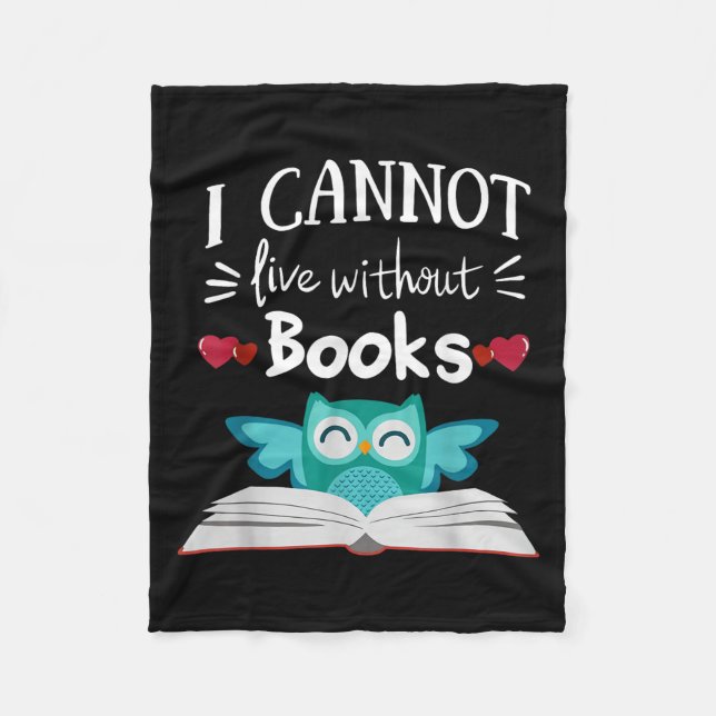 Manta Polar I Cannot Live Without Books Owl  (Anverso)