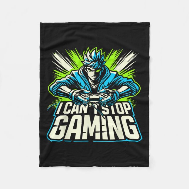 Manta Polar I Can't Stop Gaming Funny Gamer Graphic Amine Vide (Anverso)