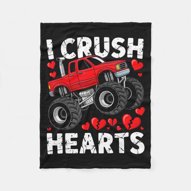 Manta Polar I Crush Hearts Valentine Monster Truck Boys Toddle (Anverso)
