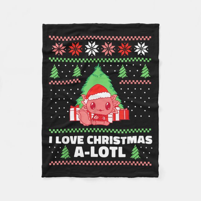 Manta Polar I Love Christmas A-lotl Axolotl In Santa Hat Ugly  (Anverso)