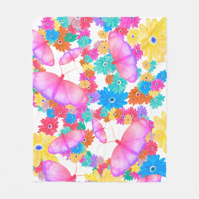 Manta Polar I Love Flowers. Butterfly Dream (Anverso)