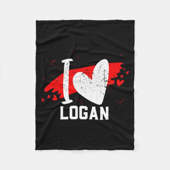 Manta Polar I Love Logan I Heart Logan  (Anverso)