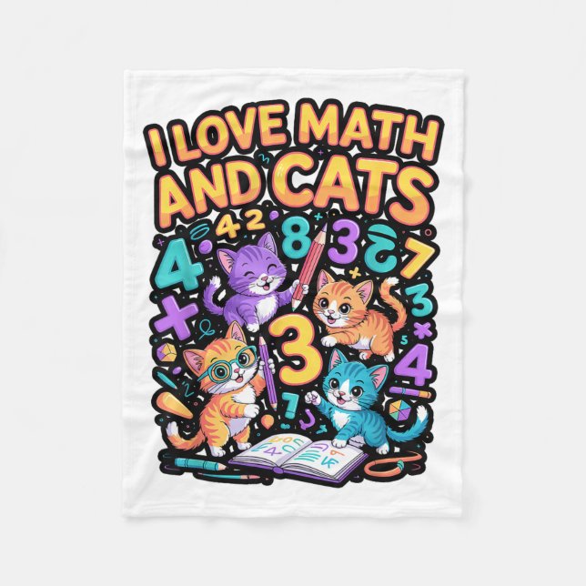 Manta Polar I Love Math And Cats Teacher Student  (Anverso)