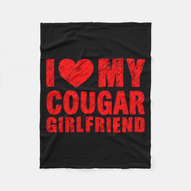 Manta Polar I Love My Cougar Girlfriend Heart Valentine Couple (Anverso)