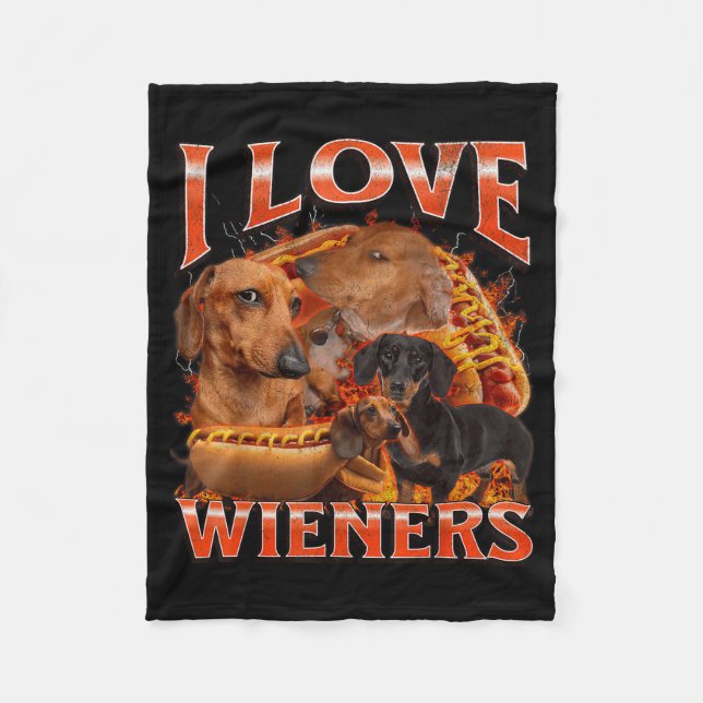 Manta Polar I Love Wieners Funny Offensive Dachshund Bootleg G (Anverso)
