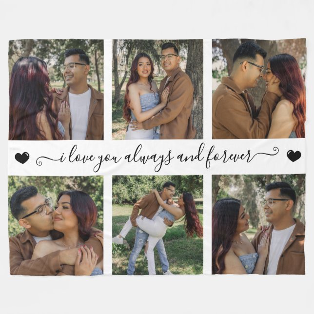 Manta Polar I Love You Always & Forever Modern 6 Photo Collage (Frente (Horizontal))