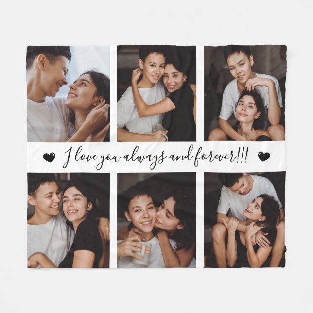 Manta Polar I Love You Always & Forever Modern 6 Photo Collage (Frente (Horizontal))