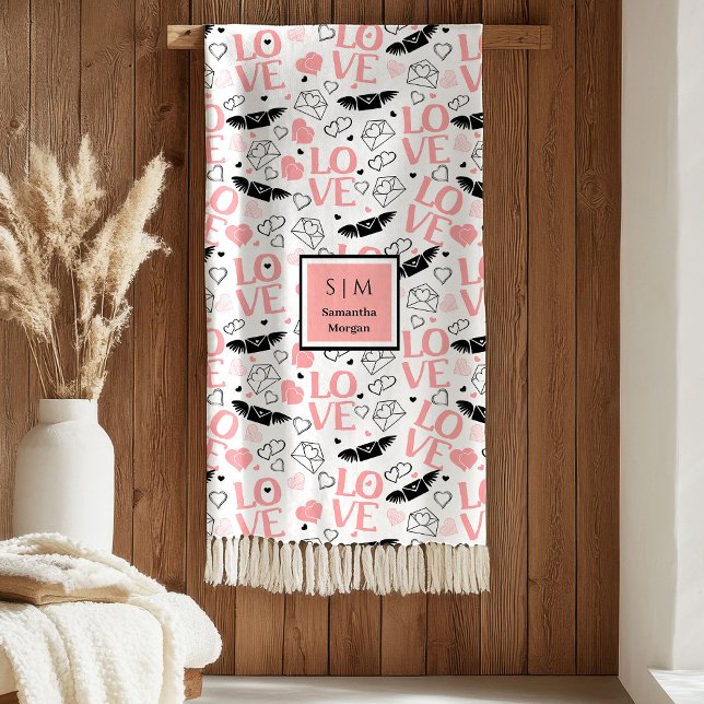 Manta Polar I Love You Gift Personalized Valentine Heart Throw (I Love You Gift Personalized Valentine Heart Blanket)