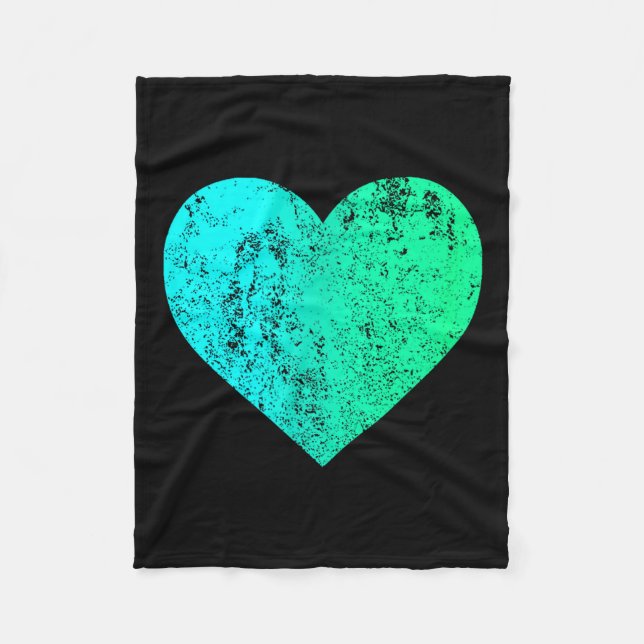 Manta Polar I Love You Teal Heart Distressed Valentine's Day  (Anverso)