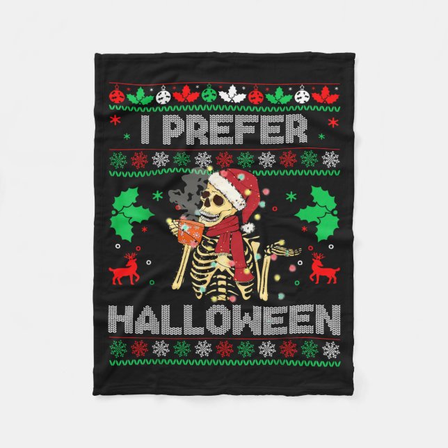 Manta Polar I Prefer Halloween Christmas Sweater Funny Holiday (Anverso)