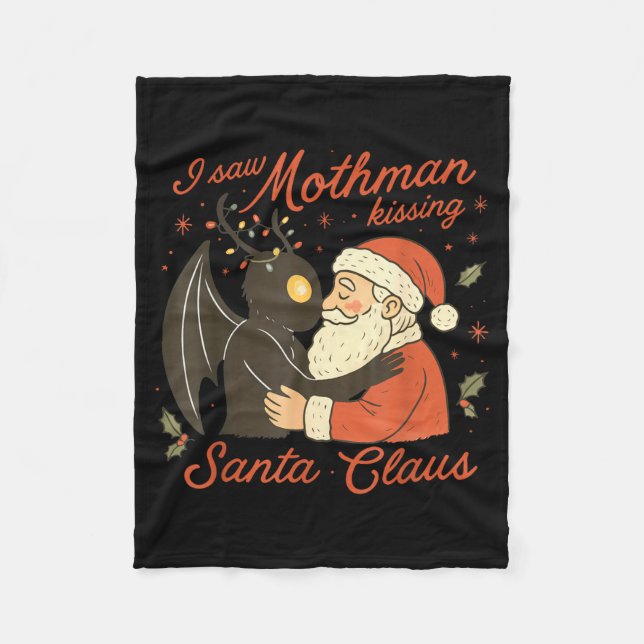 Manta Polar I Saw Mothman Kissing Santa Funny Christmas Santa  (Anverso)