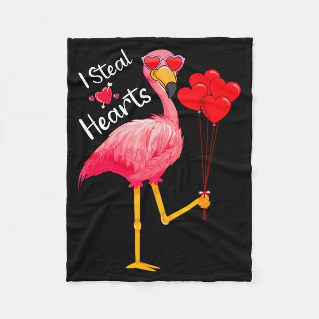 Manta Polar I Steal Hearts Funny Flamingo Lover Valentine's Da (Anverso)