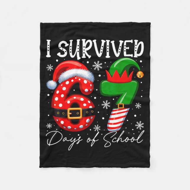 Manta Polar I Survived 67 Day Of School Funny 67 Xmas Santa El (Anverso)