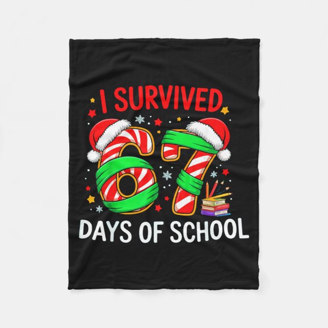 Manta Polar I Survived 67 Days Of School Christmas  (Anverso)