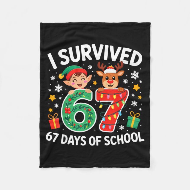 Manta Polar I Survived 67 Days Of School Christmas Candy Cane  (Anverso)