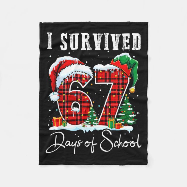 Manta Polar I Survived 67 Days Of School Christmas Candy Cane  (Anverso)