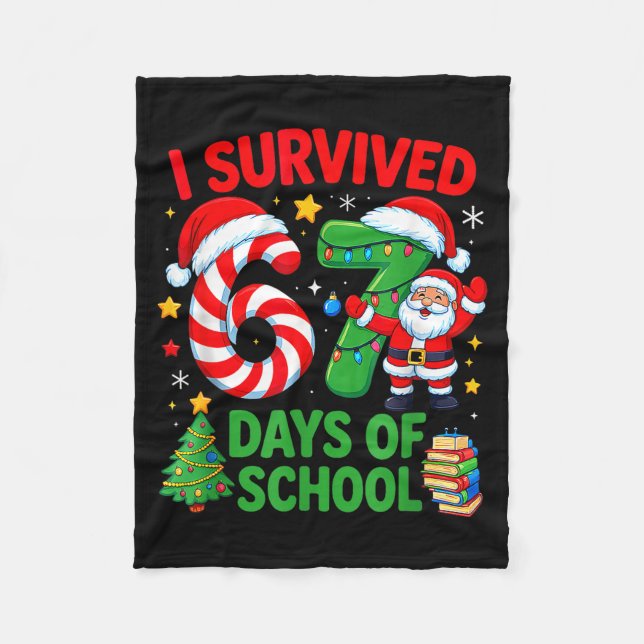 Manta Polar I Survived 67 Days Of School Christmas Candy Cane  (Anverso)