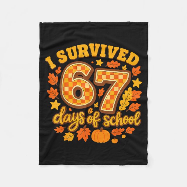 Manta Polar I Survived 67 Days Of School Fall Leaves Cute Autu (Anverso)