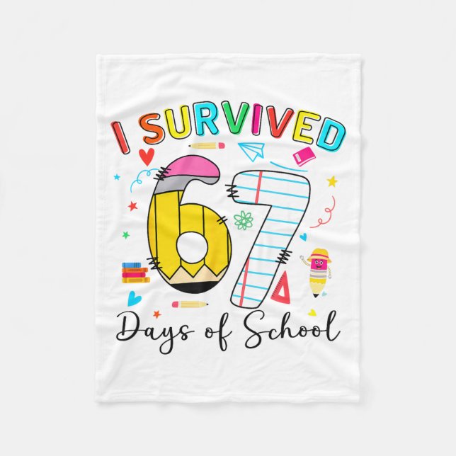 Manta Polar I Survived 67 Days Of School Fun Meme Six Seven 6- (Anverso)