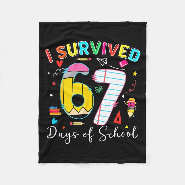 Manta Polar I Survived 67 Days Of School Fun Meme Six Seven 6- (Anverso)