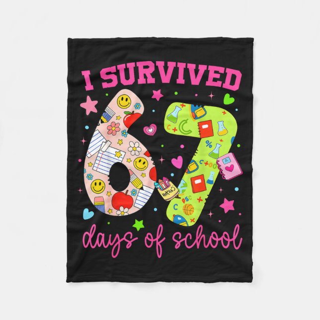 Manta Polar I Survived 67 Days Of School Funny Camouflage Boy  (Anverso)