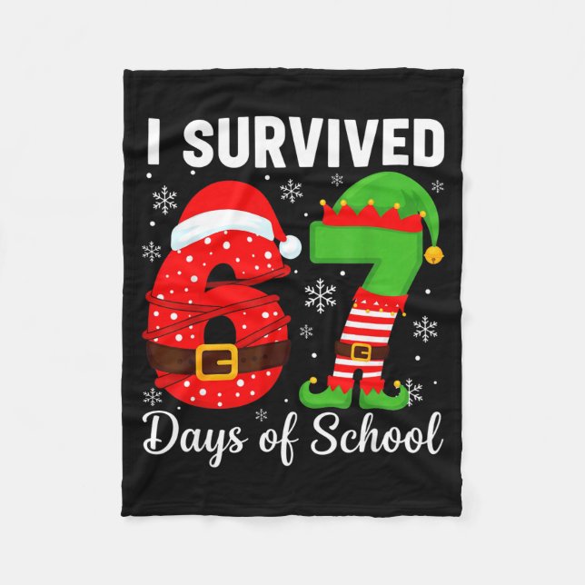 Manta Polar I Survived 67 Days Of School Funny Elf Christmas S (Anverso)