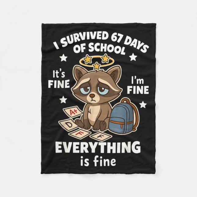 Manta Polar I Survived 67 Days Of School Funny Raccoon  (Anverso)