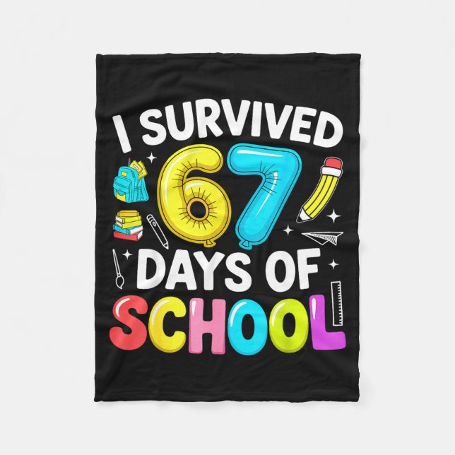 Manta Polar I Survived 67 Days Of School Funny Six Seven Meme  (Anverso)