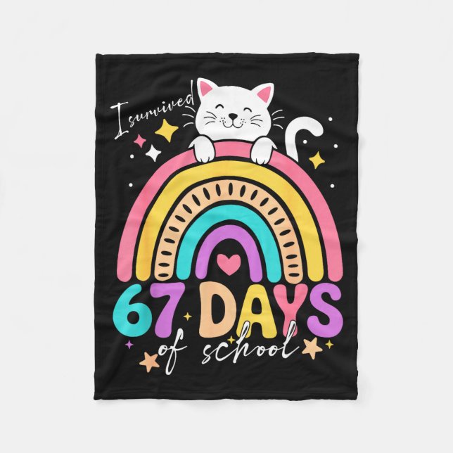 Manta Polar I Survived 67 Days Of School Kids Kitten Cat Cool  (Anverso)