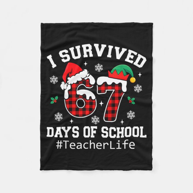 Manta Polar I Survived 67 Days Of School Red Buffalo Plaid Tea (Anverso)