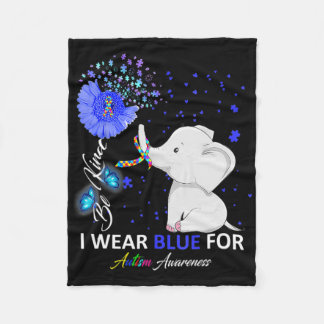 Manta Polar I Wear Blue Autism Awareness Cute Elephant Sunflow