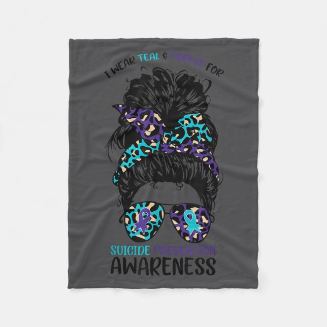 Manta Polar I Wear Teal &amp; Purple For Suicide Prevention Aw (Anverso)