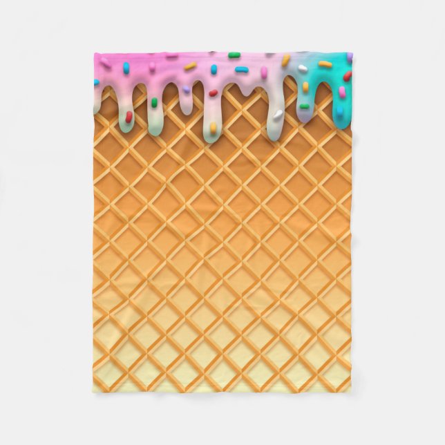 Manta Polar Ice Cream Drip Waffle Cone Pink With Sprinkles (Anverso)