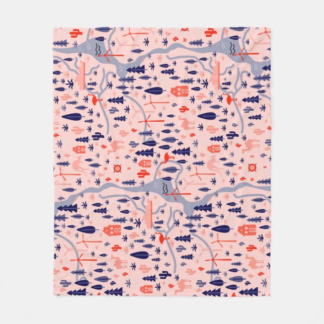 Manta Polar Iconos australianos, patrón decorativo impecable. (Anverso)