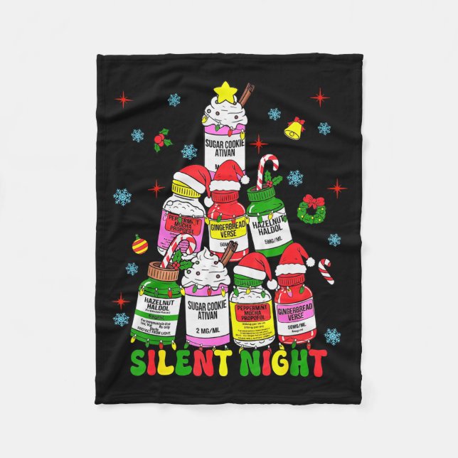 Manta Polar Icu Nurse Silent Night Profol Christmas Tree Merry (Anverso)