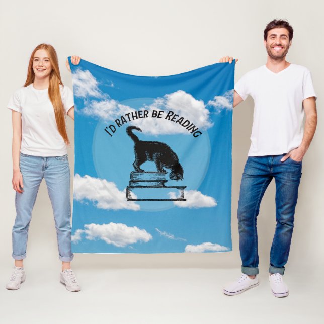 Manta Polar I'd Rather Be Reading Throw Blanket (In situ)