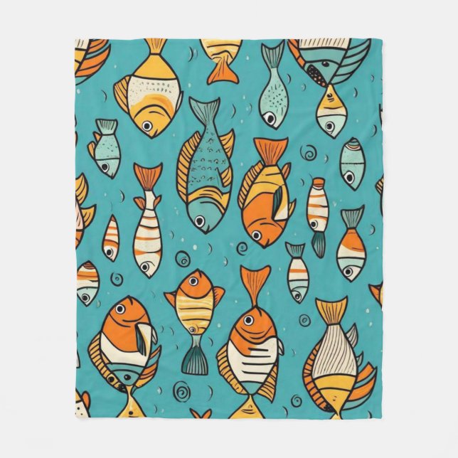 Manta Polar Ideas de regalo de patrones de peces (Anverso)