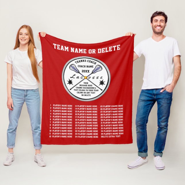 Manta Polar Ideas de regalo del entrenador Red Lacrosse, TODOS (In situ)