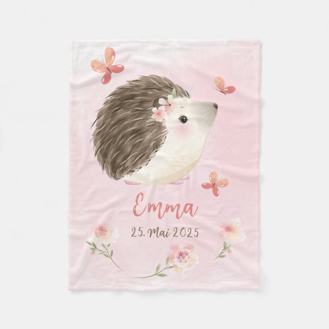 Manta Polar Igel rosa 2 - Aquarell-Design | personalisierbare (Anverso)
