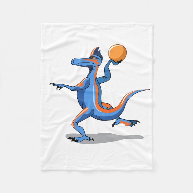 Manta Polar Iguanodon Personalizado jugando básquetbol. (Anverso)