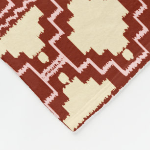 Manta Polar Ikat Aztec Tribal - Beige, Borgoña y Rosa