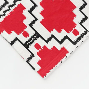 Manta Polar Ikat Aztec Tribal - Rojo, Negro y Blanco