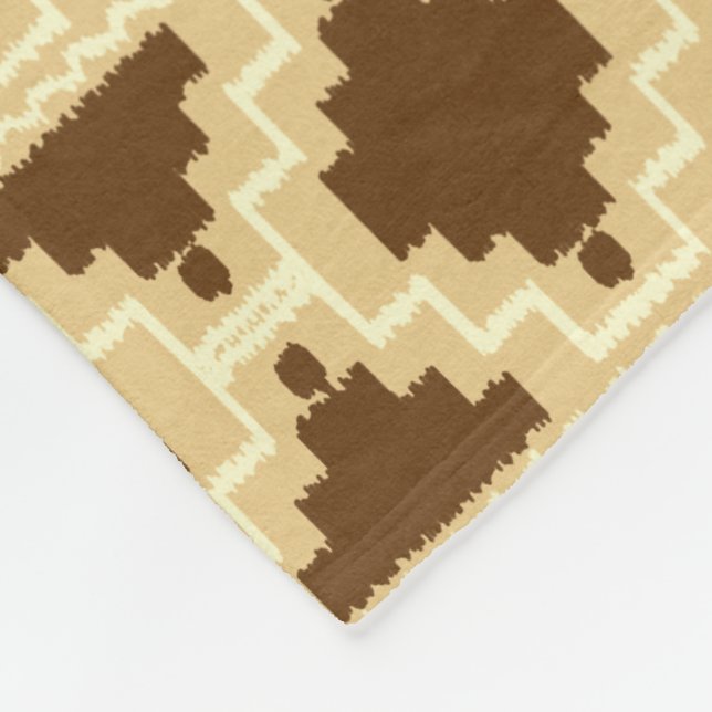 Manta Polar Ikat Aztec Tribal - Tan, marrón y crema (Esquina)