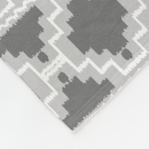 Manta Polar Ikat Azteca Tribal - Gris oscuro y claro