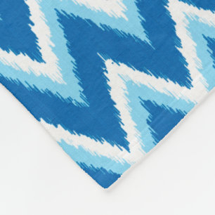 Manta Polar Ikat Chevron Stripes - Cobalto, azul cielo y blanc