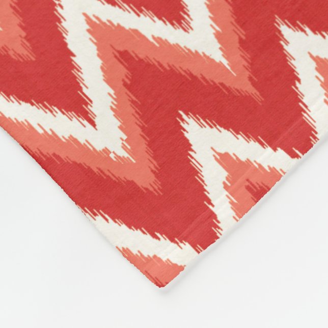 Manta Polar Ikat Chevron Stripes - Naranja oxidado y blanco (Esquina)