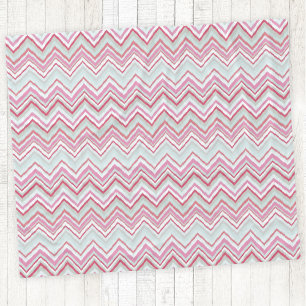 Manta Polar Ikat Moderno Chevron Stripe Resumen Verde Rosa