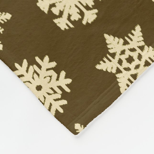 Manta Polar Ikat Snowflakes - Beige y chocolate Brown (Esquina)