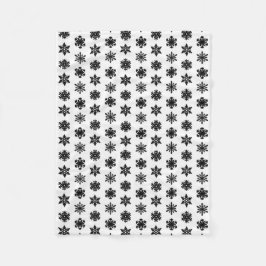 Manta Polar Ikat Snowflakes - Blanco y negro