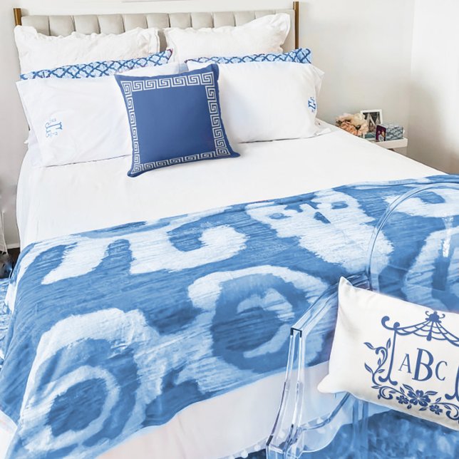 Manta Polar Ikat tribal azul y blanco (Subido por el creador)